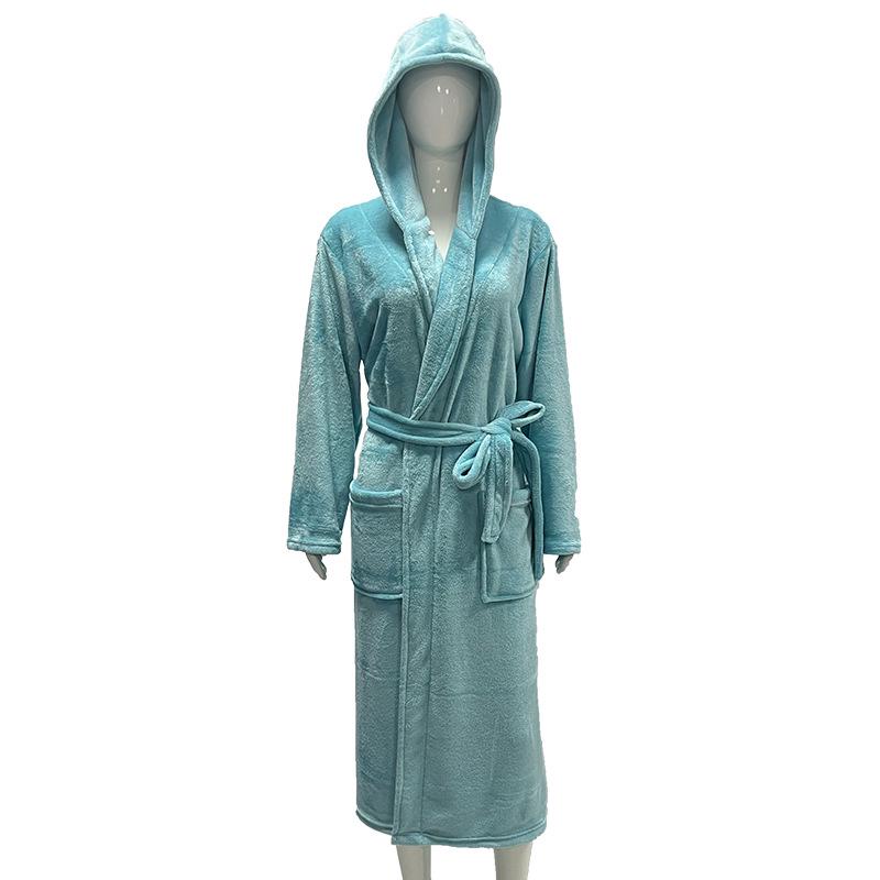 Couples' Casual Flannel Hooded Bathrobe Pajamas