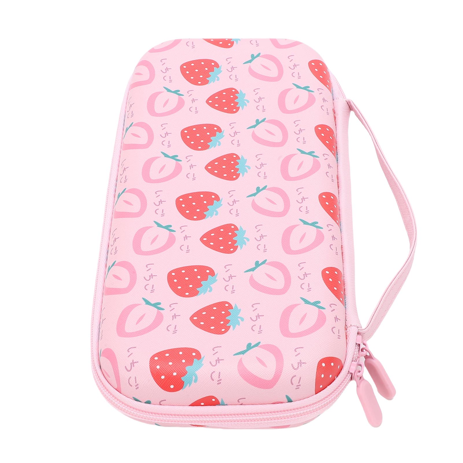 

Handheld Game Console Case Fit for 2 Portable Travel Carrying EVA Hard Protective Bag Cute Strawberry Pattern Pink