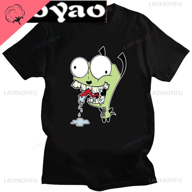 Lustiges Invader Zim Invader Gir Grafik T-Shirt Bild Männer Frauen Baumwolle Camisetas Cartoon Retro Baumwoll-Tees Liebliche Streetwear Oberteile