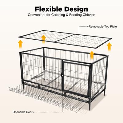 120x58x62cm Chicken Coop for 9-10 Chickens - Rabbit/Duck Poultry House with Top/Side Doors & Auto Egg Collection