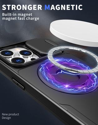 Stand Holder Armor Magnetic for Magsafe Case for iPhone 15 14 13 12 11 Pro Max 15Plus X XS XR 7 8 Push Pull Slide Camera Cover
