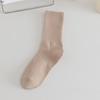 Autumn and Winter Socks Vertical Stripes Solid Color Mid Tube Socks Versatile Boneless Pile Socks Student Sports Long Socks