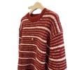 Womens Red Striped Crewneck Sweater Loose Fit Thick Warm Fall Winter Top Everyday Wear