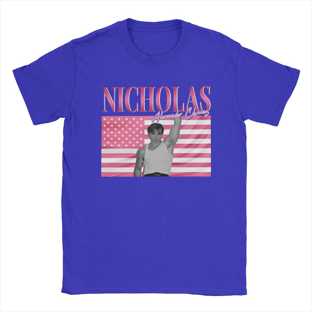 Men's T-Shirt Nicholas Alexander Chavez Actor Vintage 100% Cotton Tee Shirt Short Sleeve Pink USA Flag T Shirt O Neck merch New