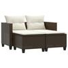 VidaXL Garden Sofa 2 Seater with Stools, Patio Seat, Outdoor Backyard Balcony Terrace Furniture, Brown 365792