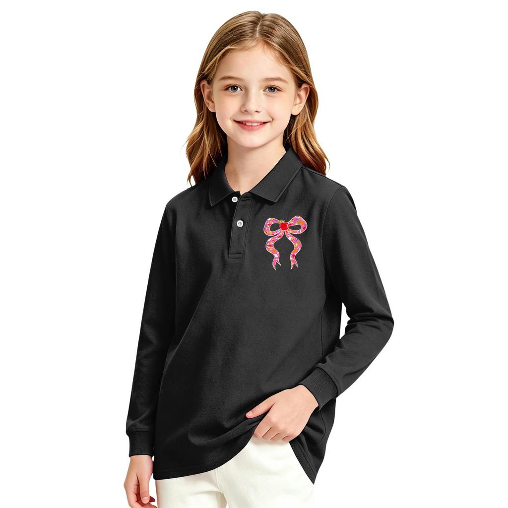 Girls' Long Sleeve Printed School Uniform Casual Top