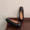 French Square Head Ballet Shoes Women's Leather Flat Bottom Shallow Mouth Grandma Shoes New Mary Jane