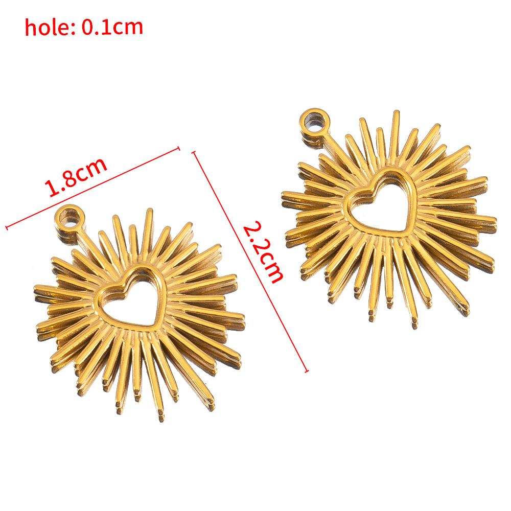 5pcs Stainless Steel Bohemian Launch Pendants for Women Necklace Plated Golden Love Heart Charms DIY Jewelry Findings Wholesale