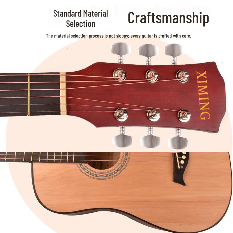38/41-Inch Beginner Folk Guitar for Boys, Girls, and Students – Entry-Level Wooden Musical Instrument