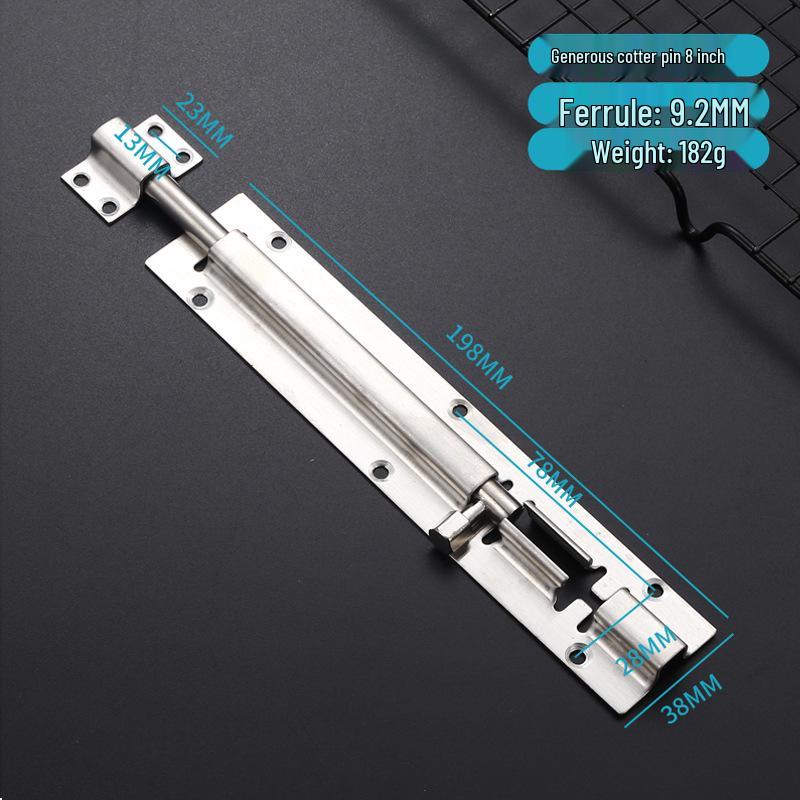 Thickened Stainless Steel Anti-Theft Door & Window Latch: Square Bolt for Cabinets & Doors, Surface-Mounted, Chinese Style