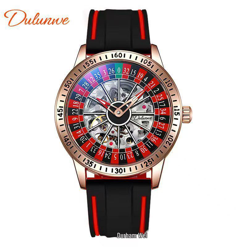 Beliebte Durenway Herren Automatikuhr mit Roulette-Drehteller – Wasserdicht, Leuchtend, Modisch.