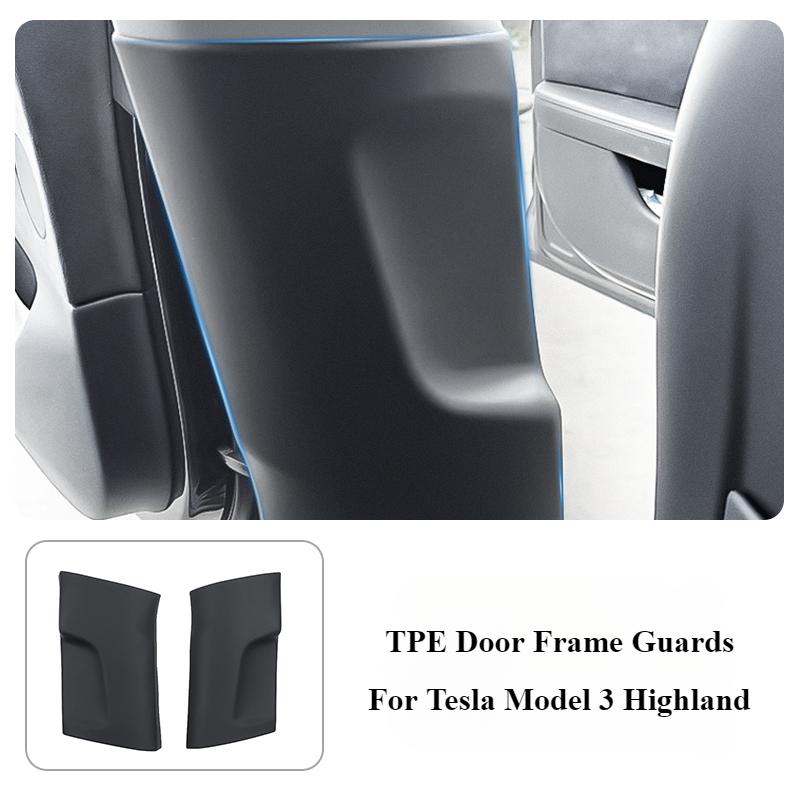 Protectores de Marco de Puerta para Tesla Model 3 Highland TPE Ante Placa Protectora Almohadilla Antipatadas Columna Central del Coche Pilar B Protección de Doble Cara