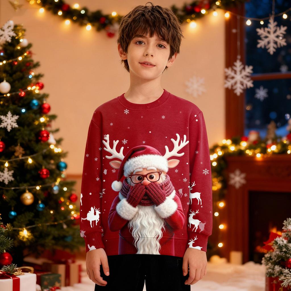 Christmas Sweatshirt Boys Girls Ugly Xmas Christmas Shirt Crewnek Toddler Long Sleeve Pullover Outfit Tops