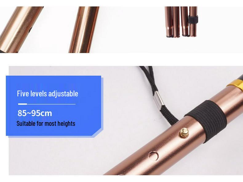 Outdoor Folding Telescopic Trekking Pole - Five-Section Walking Stick for Elderly