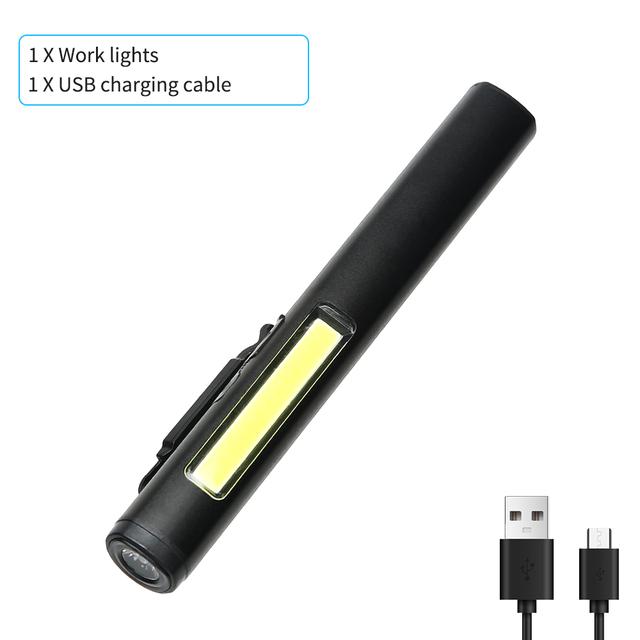 Portable LED Flashlight Side COB Built In Battery USB C Rechargeable MINI Pen Clip Light With The Bottom Magnet Inspection Work