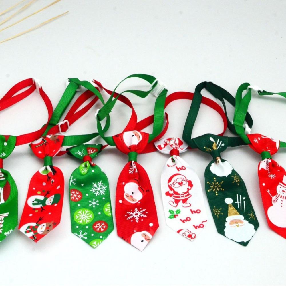 Christmas Elements Pet Puppy Dog Ties with Adjustable Collar X-mas Charms Ties for Small Pet Cats Small Dog Puppy Random Style