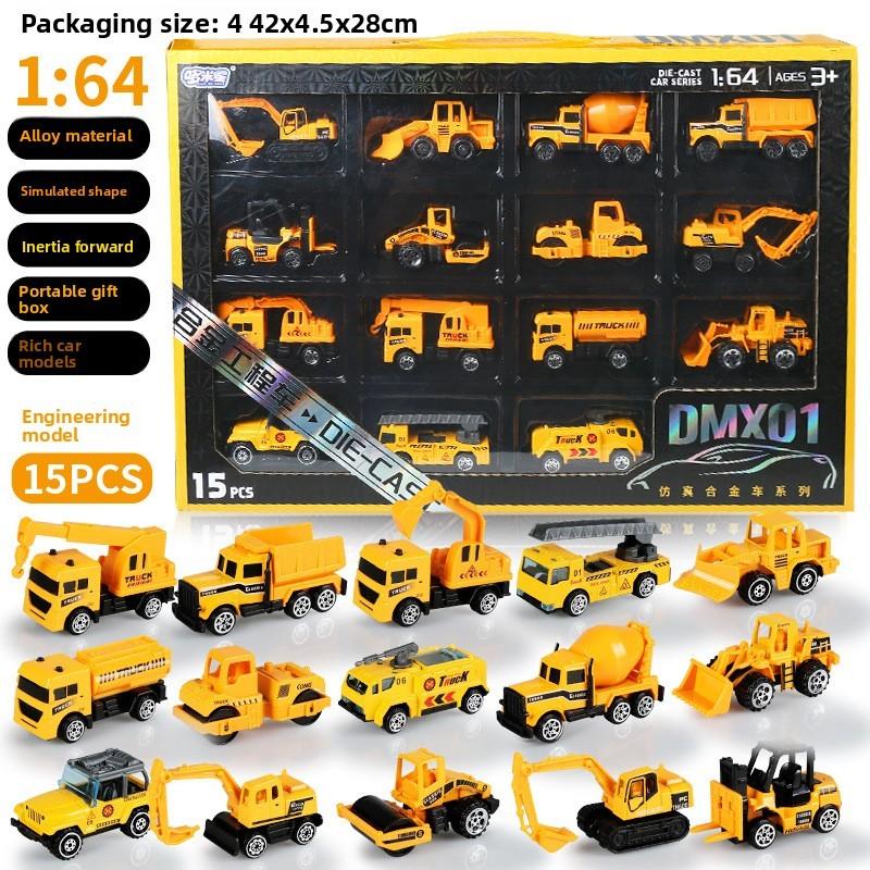 Alloy Mini Engineering Vehicle Fire Truck Police Car Collection With Pull Back Function For Kids Play