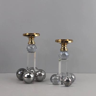 Portavelas de Cristal Manualidades de Cristal Geométricas Candelabro Bola de Cristal Transparente Candelabro Accesorios de Decoración para el Hogar