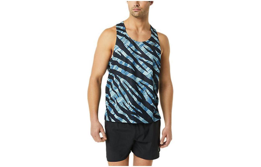 ASICS Tank Tops Men s Sky Blue Crew Neck Moderate Straight Fit 2011C441-400 XS