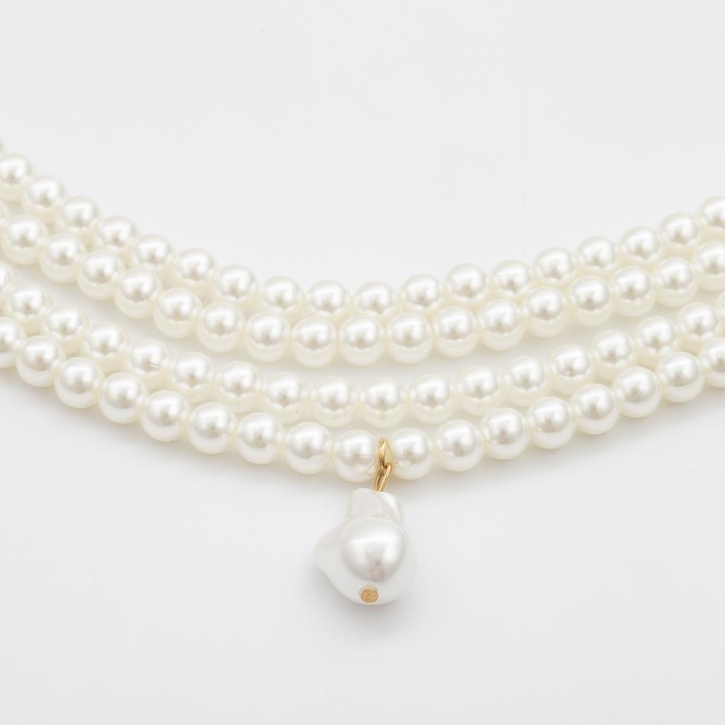 Personalised Fashion Geometric Beaded Necklace Simple Multi-layer Pearl Shaped Pendant Necklace Female
