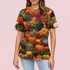 Women's Fashionable Casual Short Sleeve Halloween Print Round Neck Pullover Top
