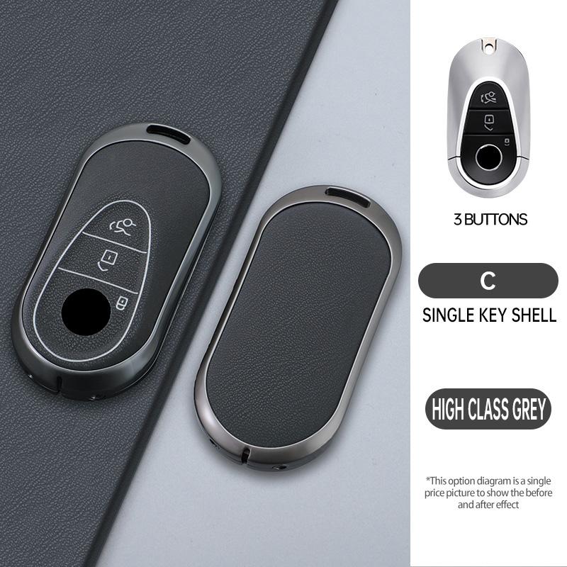 Porte-clés en Cuir Métal pour Voiture Housse Pour Mercedes Benz Classe C/S W223 W206 S350L S400L Classe E W213 E300 Accessoires Intérieurs gray