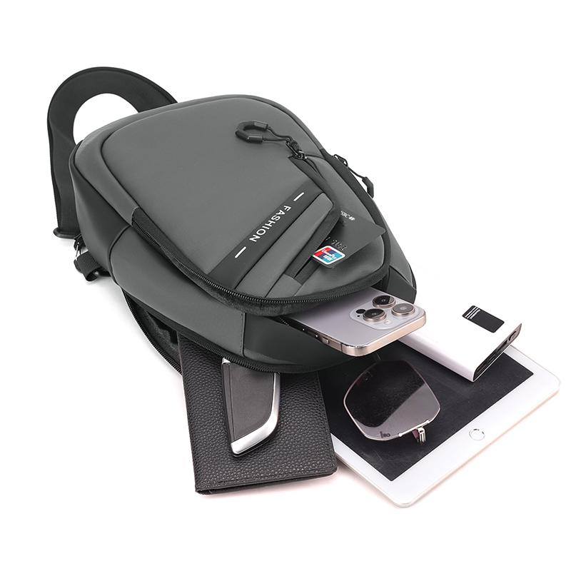 Sporty Men's Waterproof Sling Bag - USB Power Bank Port + Multi-Compartment Chest Pack (Anti-Sweat & Durable Design)