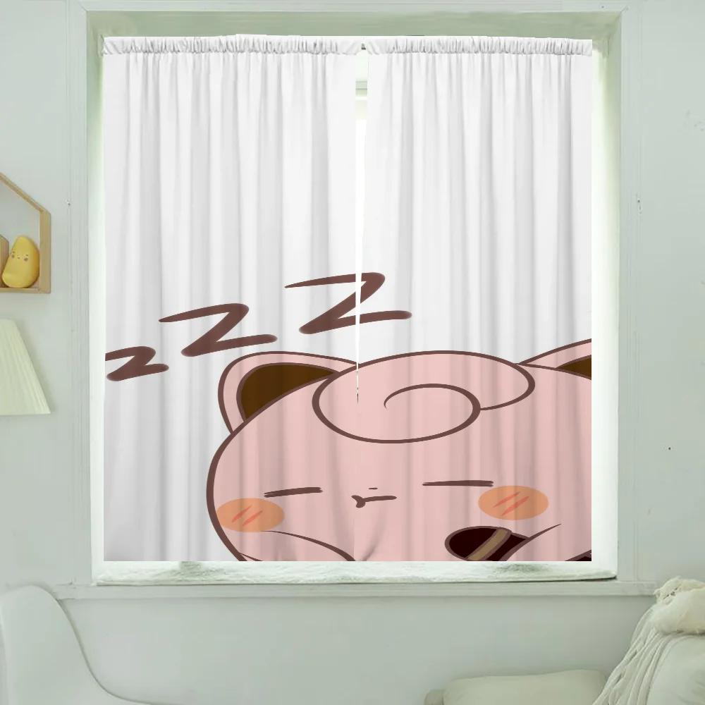 Home Interior Kitchen Curtains for Living Room 2 Pieces Blackout Curtains Door Curtain Pokemon Bedroom Decoration Partition