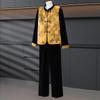 2026 New Chinese Style Velvet Vest Three-Piece Set: Stylish, Slimming, Age-Reducing with Frog Button Embroidery.