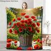 3D Mohnblume Weiche Plüschdecke, Flanelldecke Überwurfdecke für Wohnzimmer Schlafzimmer Bett Sofa Picknick Wandern Freizeit Nickerchen