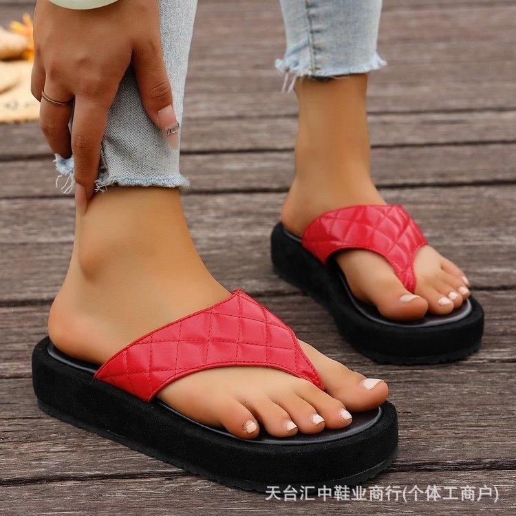 Women’s Platform Wedge Support Flip Flops Trendy Dressy Summer Sandals Comfortable Walking Outdoor Non Slip Thong Sandals Beach Dress Slides for Women 36 красный