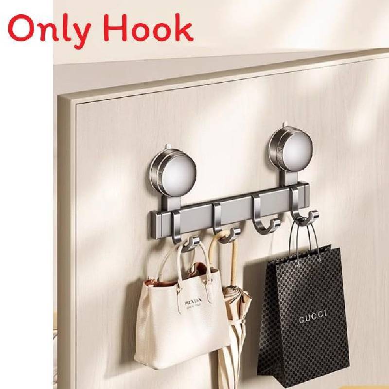 Space Aluminum Suction Cup Hook Set With Multiple Load Capacity For Bathroom And Home Storage