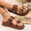 Fashion Women's Slippers Fashion Double Buckle Design Slippers Summer Open Toe Beach Slides Outdoor Casual Platform Sandals Women Slides