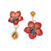 Silver Needle Diamond Asymmetrical Flower Water Drop Earrings Light Luxury Premium Earrings Mori Sweet Retro Elegant Earrings