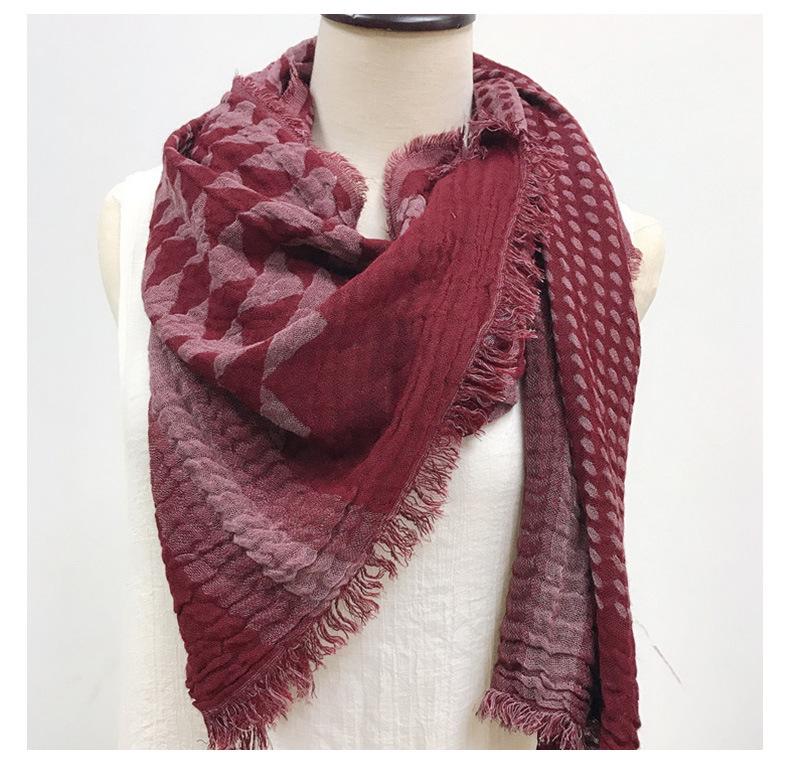 2023 New Women's Japanese Batik Navy Blue Polka Dot & Star Double-Layer Jacquard Scarf Shawl