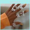 Modern Geometric Butterfly Bow Ring Set For Women With Electroplated Zinc Alloy Jewelry