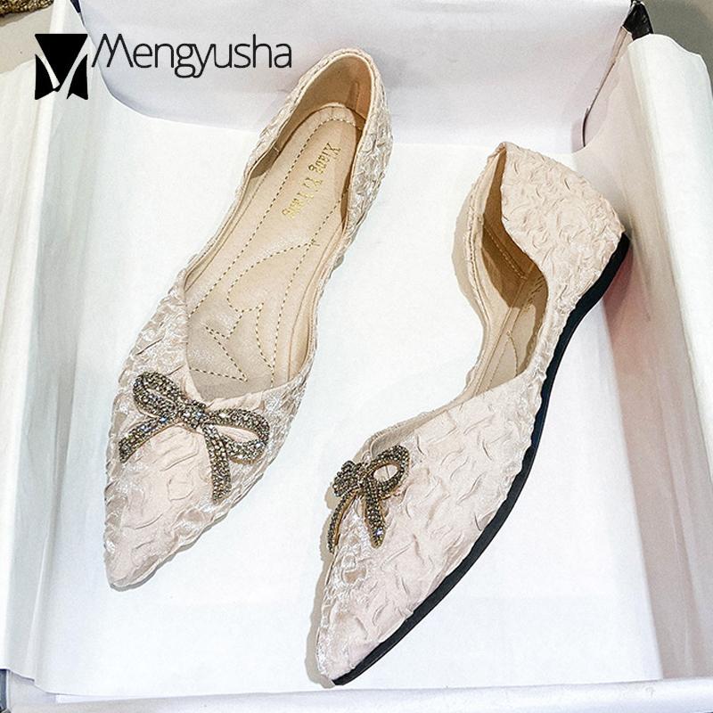 Модные хрустальные туфли-балетки с бантом женские OL весенняя офисная обувь складные — фото 3