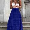 Elegant Boho High Waist Skirt for Women - Durable, Comfortable Fit with Chic Mesh Layer & Contrast Lace, Perfect for Spring/summer