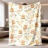 2026 New Arrival Flannel Blanket 1pc Cute Capybara & Floral Flannel Throw Blanket - Lightweight, Warm, and Cozy for Bedding, Sofa, and Home Decor, 109