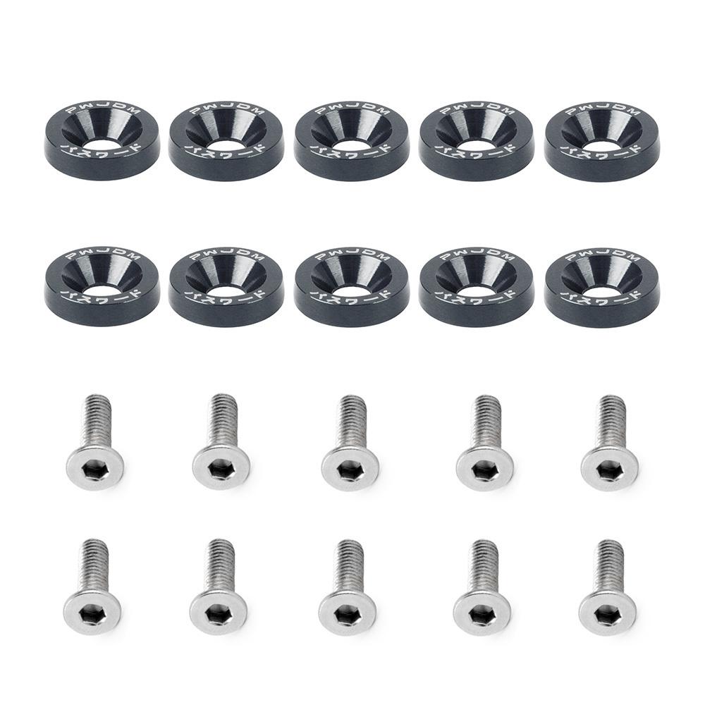 

10PCS Fasteners Fender Washer Bumper Engine Concave Car License Plate M6 Screws for Honda Toyota BMW Universal Car Styling сірий колір