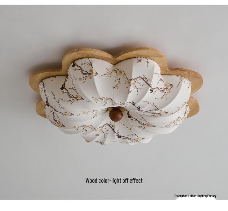Chinese Song Dynasty Chandelier: Retro Fabric & Walnut Wood Zen Ceiling Light