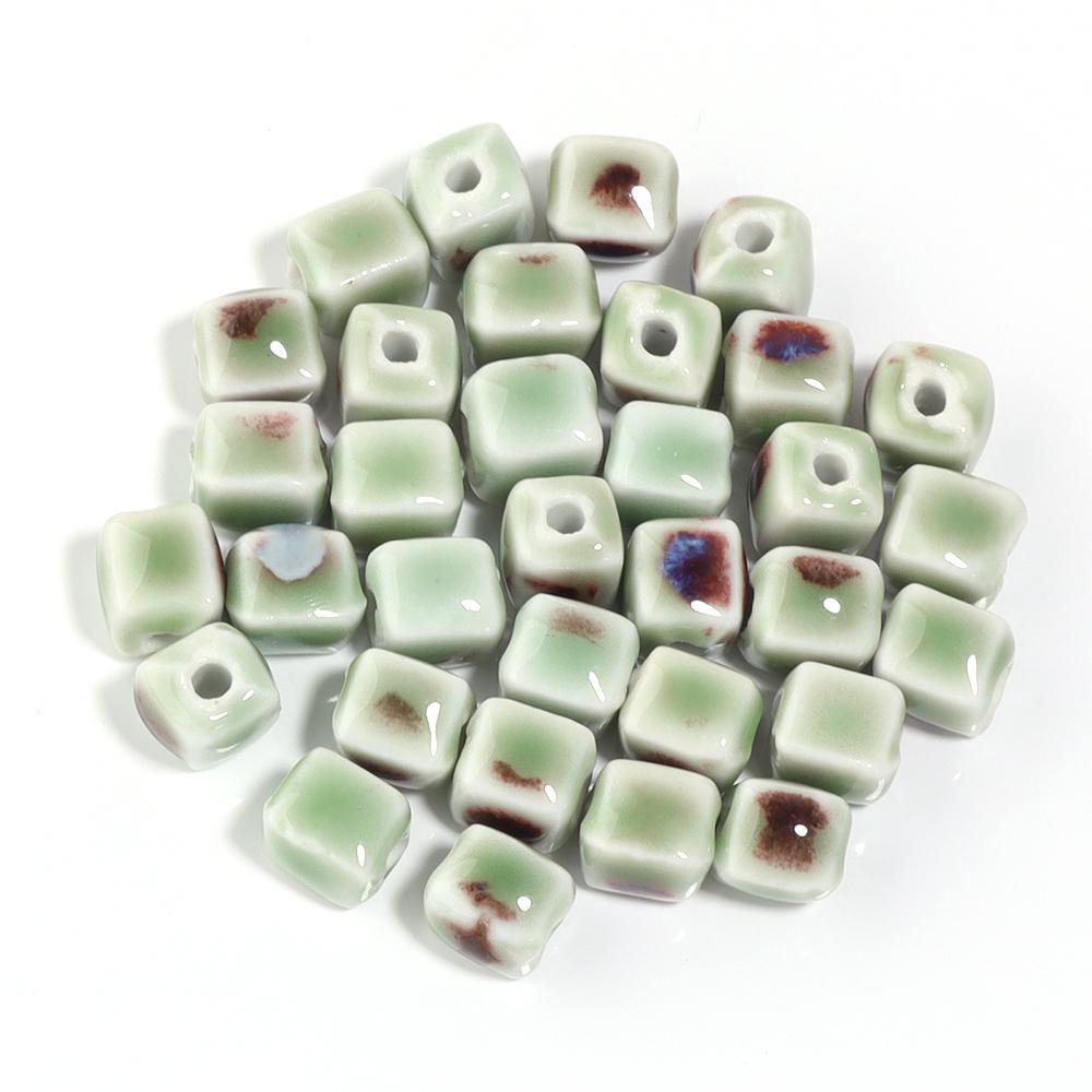 10pcs/lot Colorful Square Ceramic Beads Floral Glaze Porcelain Bead for DIY Bracelet Necklace Charms  Jewelry Making Supplies