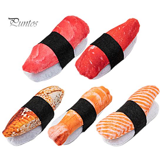 Interactive Toy Realistic Natural Scratch-resistant Funny Cat Lovely Cats Dog Teeth Grinding Sushi Shape Built-in Catnip Plush