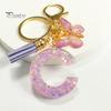 Letter A-Z Key Holder Purple Series Keychain Pendant, Sequins Star Initial Charm Chain with Butterfly Tassel Design, for Bag Purse Backpack Non-fading