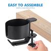 Aluminum Alloy Clamp-On Desk Cup Holder 360 Degree Rotatable Headphone Bag Hanger