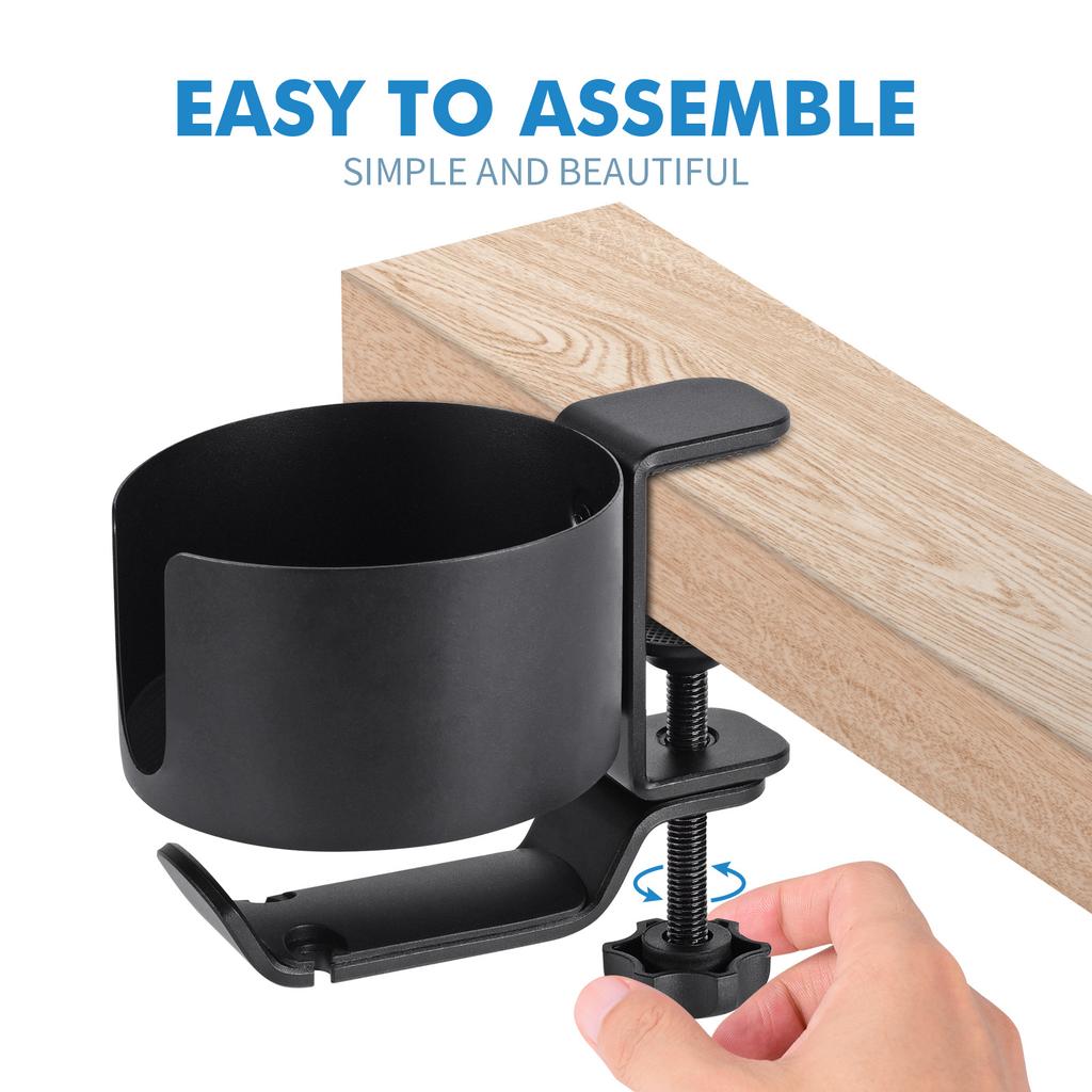 Aluminum Alloy Clamp-On Desk Cup Holder 360 Degree Rotatable Headphone Bag Hanger