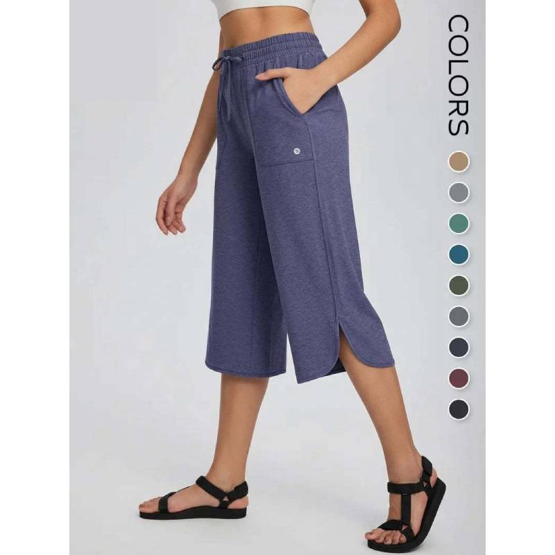 Summer Women Loose Fit Wide Leg Pants With Pockets For Casual Daily Wear