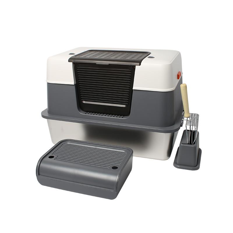 Stainless Steel Cat Litter Box Easy Clean Fully Enclosed Large Cat Toilet Corrosion Resistance Spatter-proof Pet Supplies