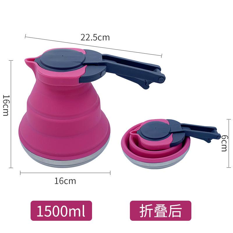 Outdoor creative portable folding silicone kettle 1500ml large capacity travel camping picnic water kettle 1.5L розы красного