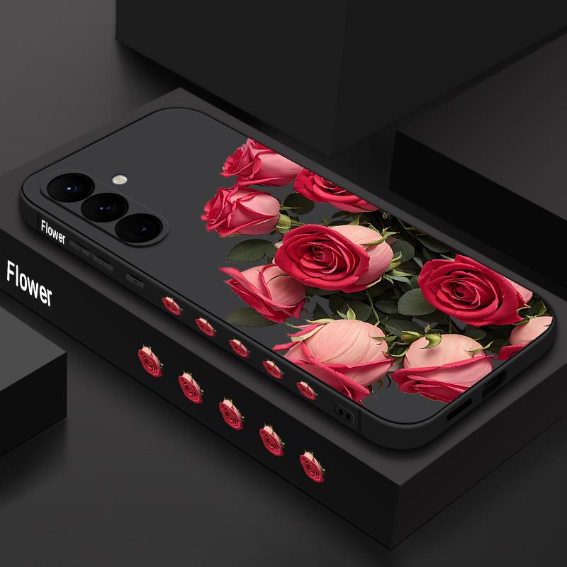 Lanyard Soft Case For Samsung Galaxy S24 S25 Ultra S23 S22 Ultra S21 S20 FE A14 A34 A15 A35 A52 A53 A54 A55 5G A16 A36 A56 Rose Flowers Case Cover